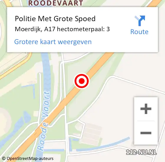 Locatie op kaart van de 112 melding: Politie Met Grote Spoed Naar Moerdijk, A17 hectometerpaal: 3 op 18 december 2021 23:45