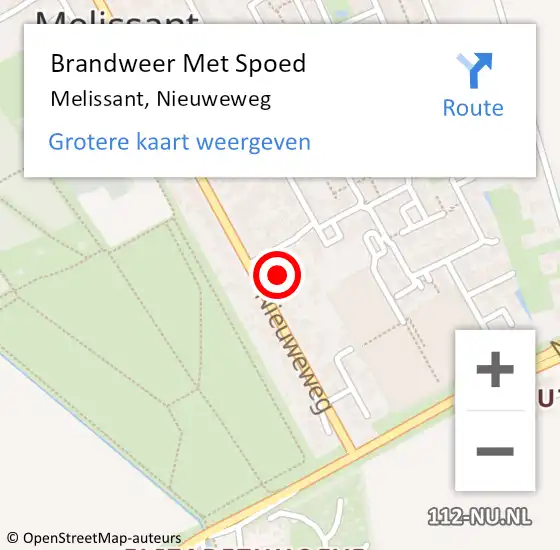 Locatie op kaart van de 112 melding: Brandweer Met Spoed Naar Melissant, Nieuweweg op 18 december 2021 23:45