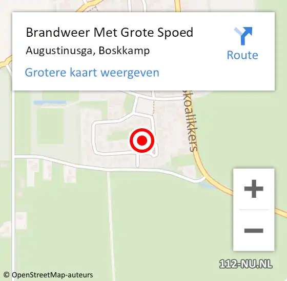 Locatie op kaart van de 112 melding: Brandweer Met Grote Spoed Naar Augustinusga, Boskkamp op 19 december 2021 00:42