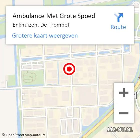 Locatie op kaart van de 112 melding: Ambulance Met Grote Spoed Naar Enkhuizen, De Trompet op 19 december 2021 01:14