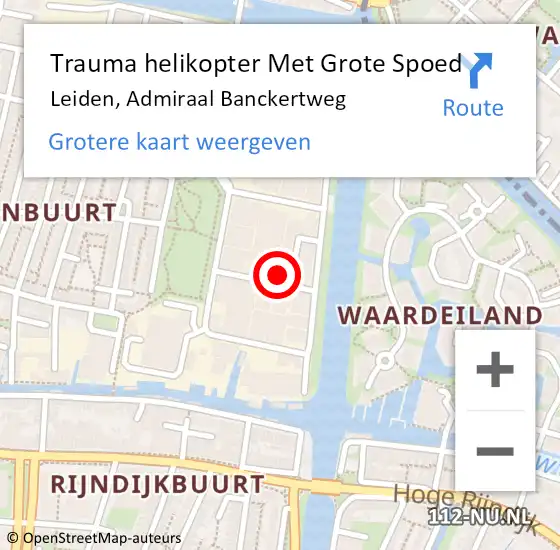 Locatie op kaart van de 112 melding: Trauma helikopter Met Grote Spoed Naar Leiden, Admiraal Banckertweg op 19 december 2021 01:23