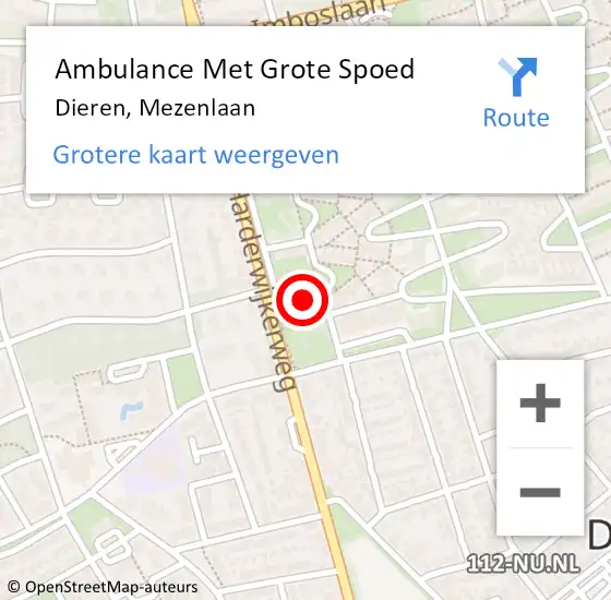 Locatie op kaart van de 112 melding: Ambulance Met Grote Spoed Naar Dieren, Mezenlaan op 19 december 2021 02:51