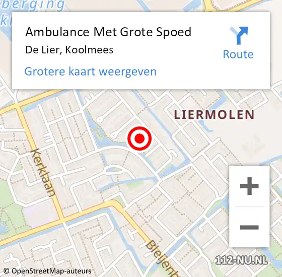 Locatie op kaart van de 112 melding: Ambulance Met Grote Spoed Naar De Lier, Koolmees op 19 december 2021 03:26