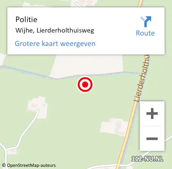 Locatie op kaart van de 112 melding: Politie Wijhe, Lierderholthuisweg op 19 december 2021 04:49