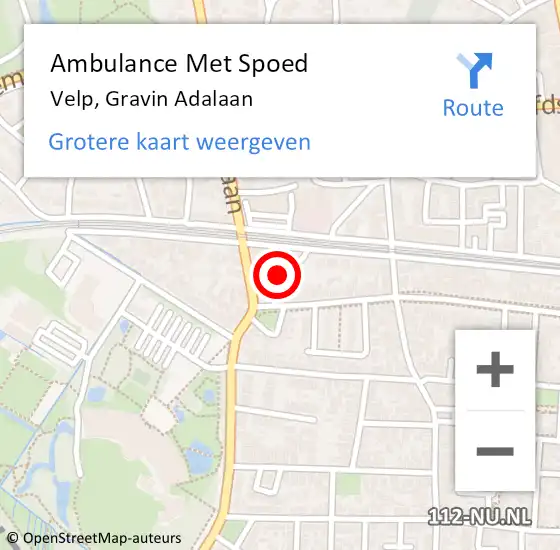 Locatie op kaart van de 112 melding: Ambulance Met Spoed Naar Velp, Gravin Adalaan op 19 december 2021 05:07