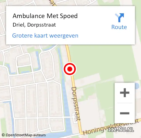 Locatie op kaart van de 112 melding: Ambulance Met Spoed Naar Driel, Dorpsstraat op 19 december 2021 05:16