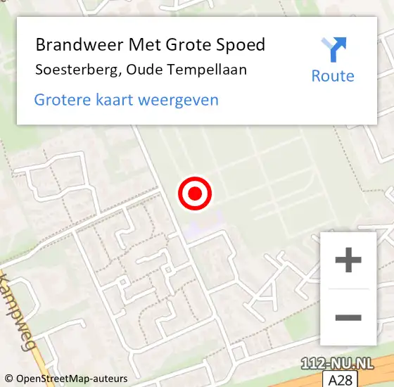 Locatie op kaart van de 112 melding: Brandweer Met Grote Spoed Naar Soesterberg, Oude Tempellaan op 19 december 2021 05:17