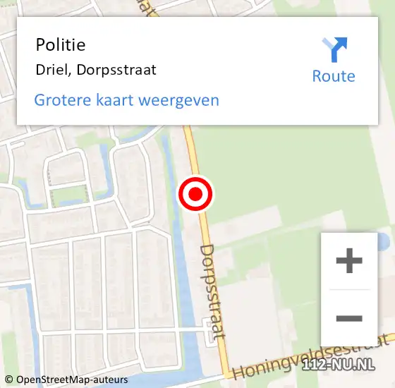 Locatie op kaart van de 112 melding: Politie Driel, Dorpsstraat op 19 december 2021 05:17