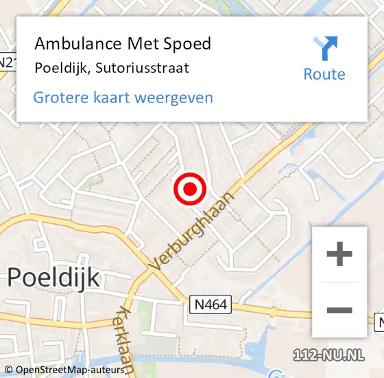 Locatie op kaart van de 112 melding: Ambulance Met Spoed Naar Poeldijk, Sutoriusstraat op 19 december 2021 05:22