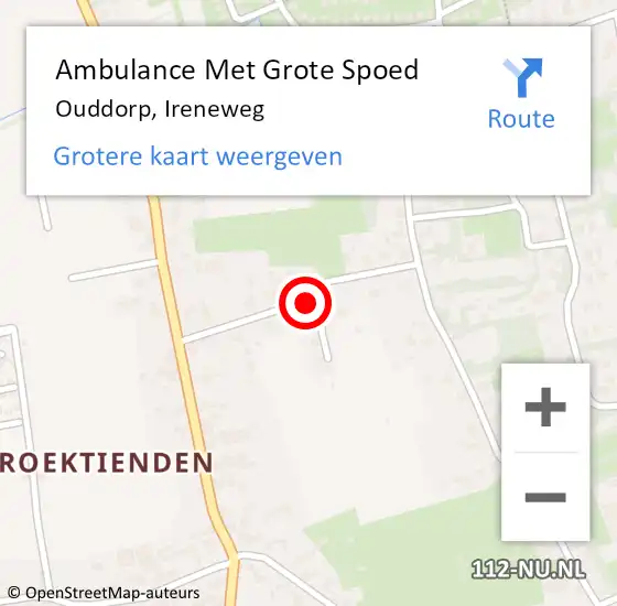 Locatie op kaart van de 112 melding: Ambulance Met Grote Spoed Naar Ouddorp, Ireneweg op 19 december 2021 06:03