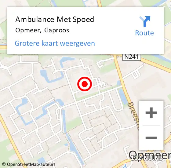 Locatie op kaart van de 112 melding: Ambulance Met Spoed Naar Opmeer, Klaproos op 19 december 2021 07:56