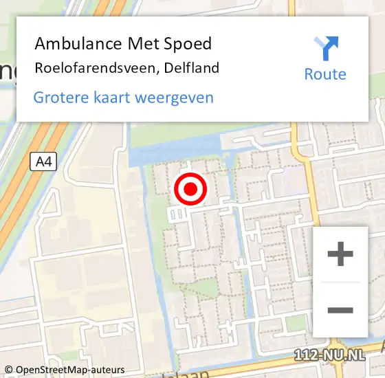 Locatie op kaart van de 112 melding: Ambulance Met Spoed Naar Roelofarendsveen, Delfland op 19 december 2021 08:04