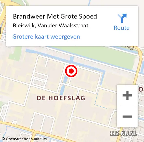 Locatie op kaart van de 112 melding: Brandweer Met Grote Spoed Naar Bleiswijk, Van der Waalsstraat op 19 december 2021 09:17