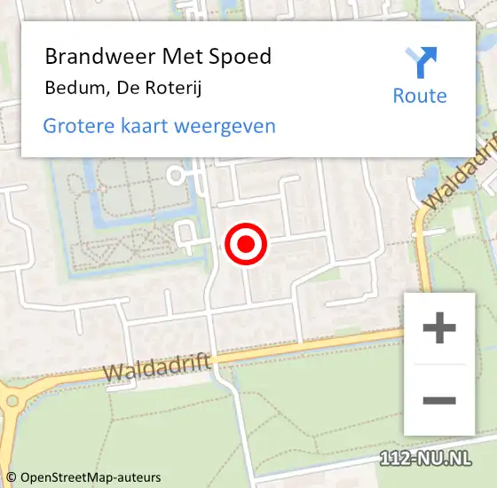 Locatie op kaart van de 112 melding: Brandweer Met Spoed Naar Bedum, De Roterij op 19 december 2021 09:21