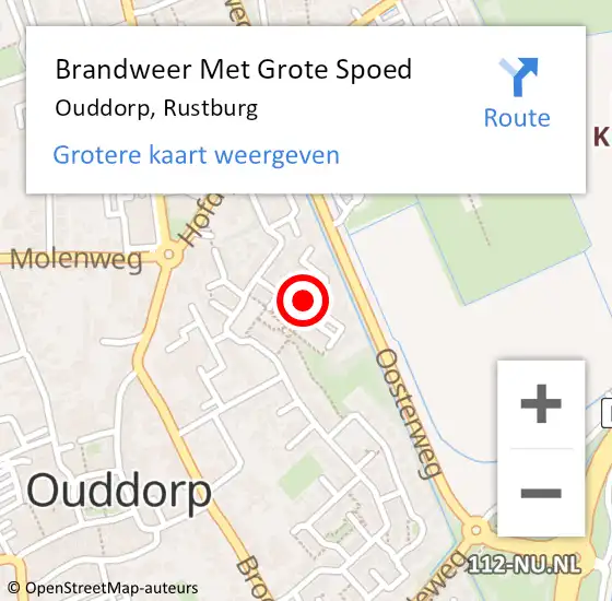 Locatie op kaart van de 112 melding: Brandweer Met Grote Spoed Naar Ouddorp, Rustburg op 19 december 2021 09:31