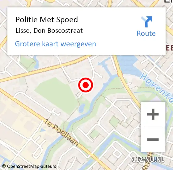 Locatie op kaart van de 112 melding: Politie Met Spoed Naar Lisse, Don Boscostraat op 19 december 2021 09:55