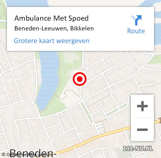 Locatie op kaart van de 112 melding: Ambulance Met Spoed Naar Beneden-Leeuwen, Bikkelen op 19 december 2021 10:08