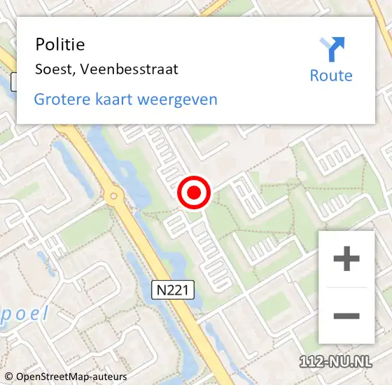 Locatie op kaart van de 112 melding: Politie Soest, Veenbesstraat op 2 juli 2014 18:34