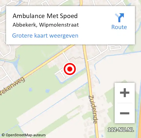 Locatie op kaart van de 112 melding: Ambulance Met Spoed Naar Abbekerk, Wipmolenstraat op 19 december 2021 10:20