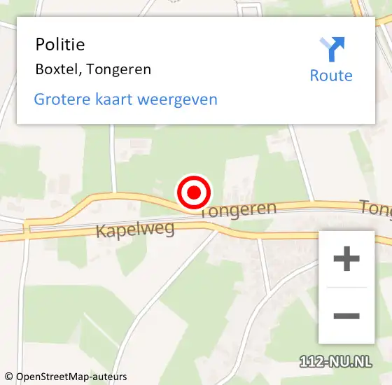 Locatie op kaart van de 112 melding: Politie Boxtel, Tongeren op 19 december 2021 10:33