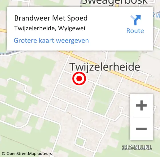 Locatie op kaart van de 112 melding: Brandweer Met Spoed Naar Twijzelerheide, Wylgewei op 19 december 2021 10:43