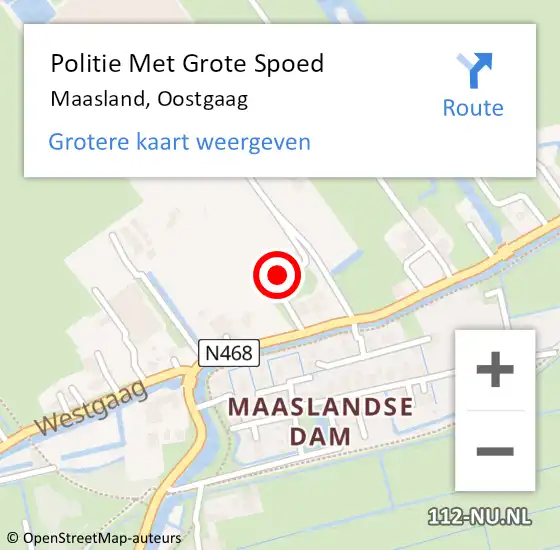 Locatie op kaart van de 112 melding: Politie Met Grote Spoed Naar Maasland, Oostgaag op 19 december 2021 10:46