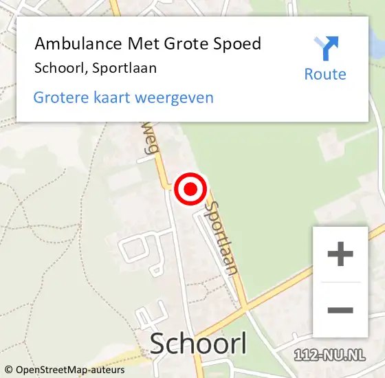 Locatie op kaart van de 112 melding: Ambulance Met Grote Spoed Naar Schoorl, Sportlaan op 19 december 2021 10:52