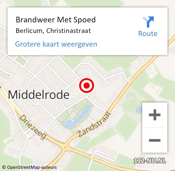 Locatie op kaart van de 112 melding: Brandweer Met Spoed Naar Berlicum, Christinastraat op 19 december 2021 10:53