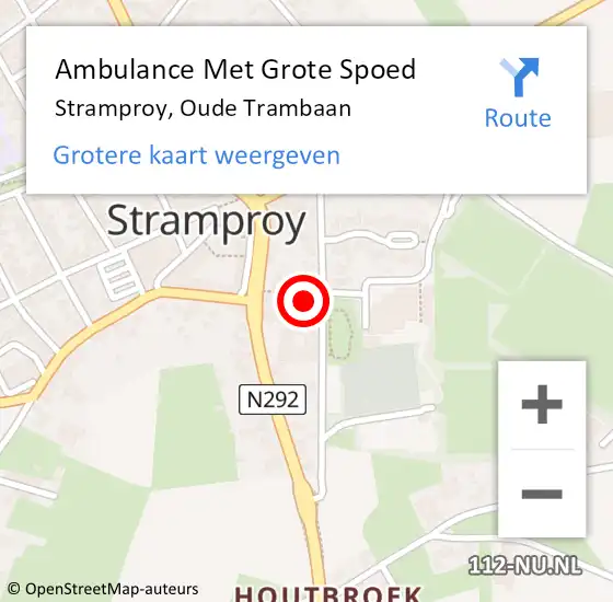 Locatie op kaart van de 112 melding: Ambulance Met Grote Spoed Naar Stramproy, Oude Trambaan op 19 december 2021 11:43