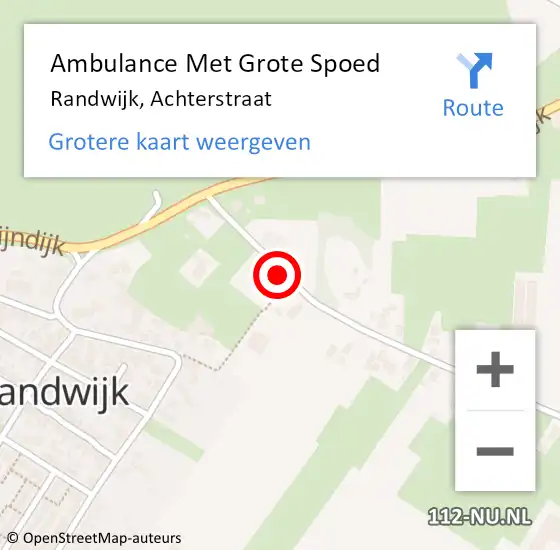 Locatie op kaart van de 112 melding: Ambulance Met Grote Spoed Naar Randwijk, Achterstraat op 19 december 2021 11:57