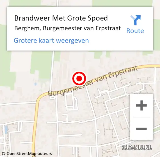 Locatie op kaart van de 112 melding: Brandweer Met Grote Spoed Naar Berghem, Burgemeester van Erpstraat op 19 december 2021 12:05