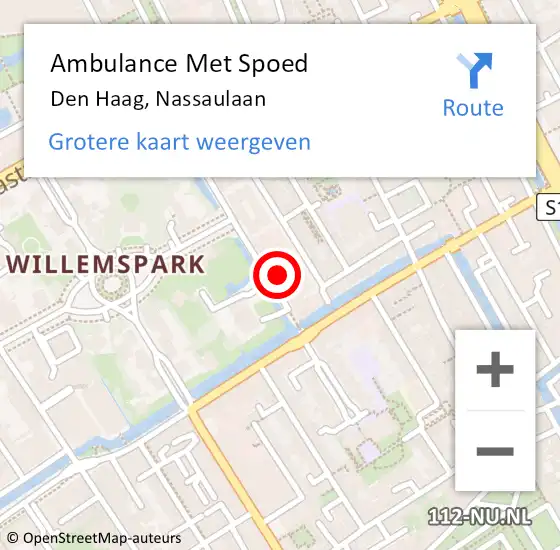 Locatie op kaart van de 112 melding: Ambulance Met Spoed Naar Den Haag, Nassaulaan op 19 december 2021 12:08