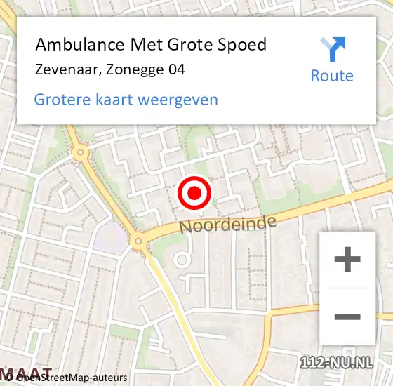 Locatie op kaart van de 112 melding: Ambulance Met Grote Spoed Naar Zevenaar, Zonegge 04 op 19 december 2021 12:08