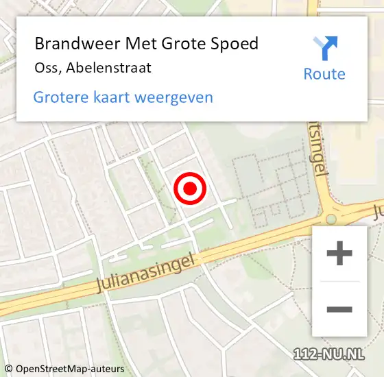 Locatie op kaart van de 112 melding: Brandweer Met Grote Spoed Naar Oss, Abelenstraat op 19 december 2021 12:13