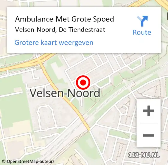 Locatie op kaart van de 112 melding: Ambulance Met Grote Spoed Naar Velsen-Noord, De Tiendestraat op 19 december 2021 12:20