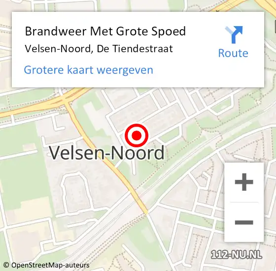 Locatie op kaart van de 112 melding: Brandweer Met Grote Spoed Naar Velsen-Noord, De Tiendestraat op 19 december 2021 12:28