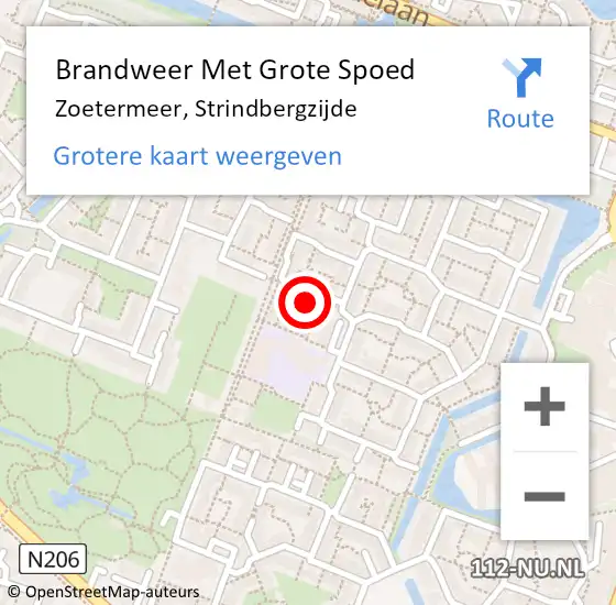 Locatie op kaart van de 112 melding: Brandweer Met Grote Spoed Naar Zoetermeer, Strindbergzijde op 19 december 2021 12:33