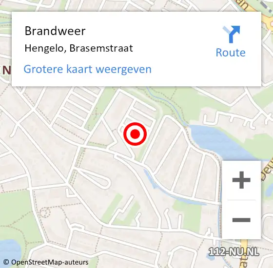 Locatie op kaart van de 112 melding: Brandweer Hengelo, Brasemstraat op 19 december 2021 12:48