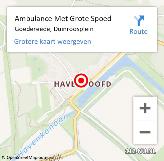 Locatie op kaart van de 112 melding: Ambulance Met Grote Spoed Naar Goedereede, Duinroosplein op 19 december 2021 13:08