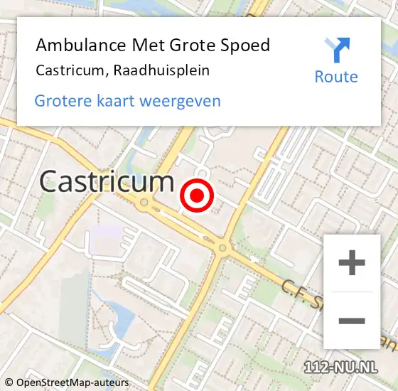 Locatie op kaart van de 112 melding: Ambulance Met Grote Spoed Naar Castricum, Raadhuisplein op 19 december 2021 13:12