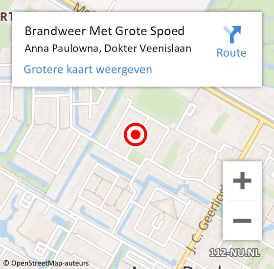 Locatie op kaart van de 112 melding: Brandweer Met Grote Spoed Naar Anna Paulowna, Dokter Veenislaan op 19 december 2021 14:42