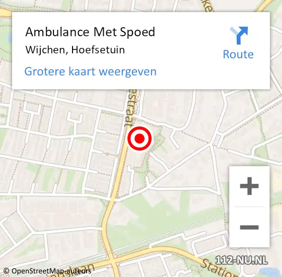 Locatie op kaart van de 112 melding: Ambulance Met Spoed Naar Wijchen, Hoefsetuin op 19 december 2021 14:53