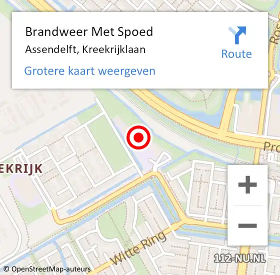 Locatie op kaart van de 112 melding: Brandweer Met Spoed Naar Assendelft, Kreekrijklaan op 19 december 2021 15:00