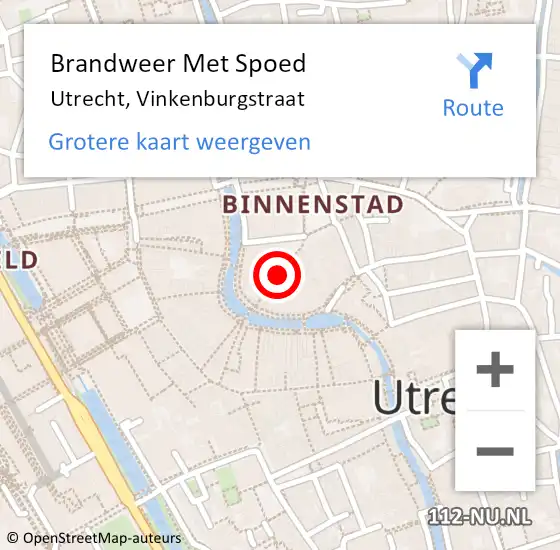 Locatie op kaart van de 112 melding: Brandweer Met Spoed Naar Utrecht, Vinkenburgstraat op 19 december 2021 15:10