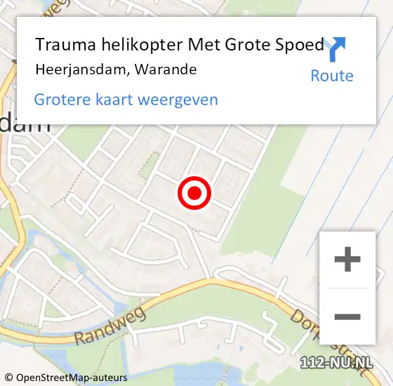 Locatie op kaart van de 112 melding: Trauma helikopter Met Grote Spoed Naar Heerjansdam, Warande op 19 december 2021 15:25