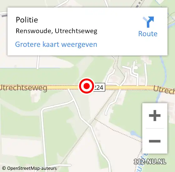 Locatie op kaart van de 112 melding: Politie Renswoude, Utrechtseweg op 2 juli 2014 19:04