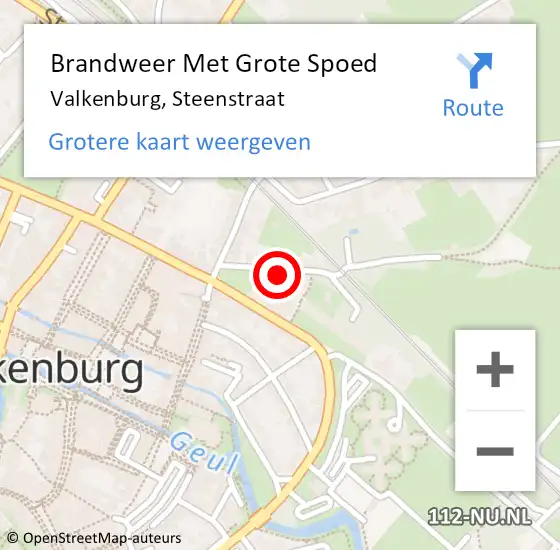 Locatie op kaart van de 112 melding: Brandweer Met Grote Spoed Naar Valkenburg, Steenstraat op 19 december 2021 15:49