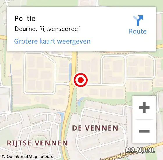 Locatie op kaart van de 112 melding: Politie Deurne, Rijtvensedreef op 19 december 2021 15:50