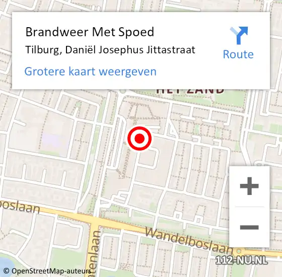Locatie op kaart van de 112 melding: Brandweer Met Spoed Naar Tilburg, Daniël Josephus Jittastraat op 19 december 2021 15:53