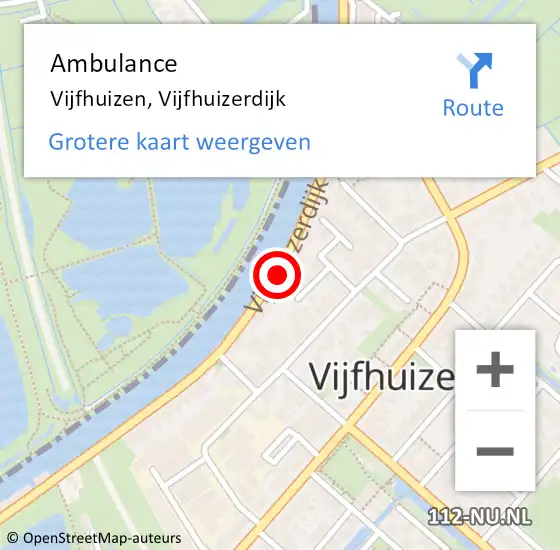 Locatie op kaart van de 112 melding: Ambulance Vijfhuizen, Vijfhuizerdijk op 19 december 2021 16:03